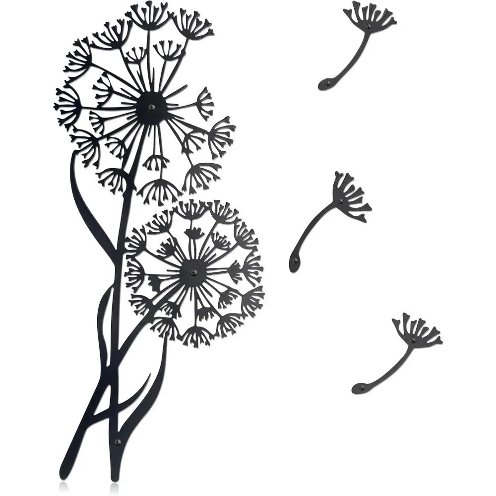sticker mural pissenlit noir minimaliste adhésif fleur décoration intérieure chambre salon