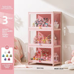 meuble rangement moderne portes transparent rose clair bambou 80cm large