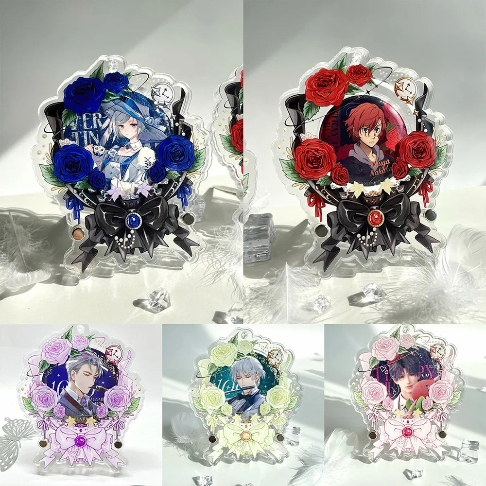 cadre photo transparent fleurs roses étoiles rubans clips métalliques artisanal détaillé support rangement badge