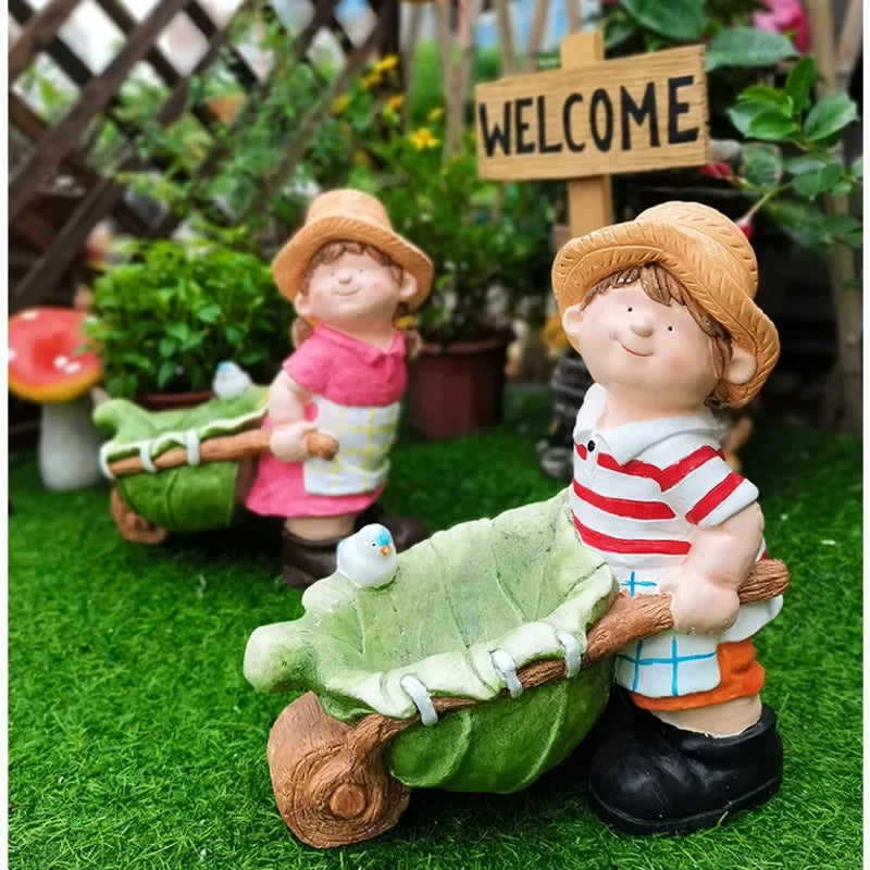 bassin hydroponique résine dessin animé fleur pot décor jardin enfant statuettes colorées variées