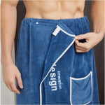 serviette bain rapide microfibre brodée poche élastique bleu marine gris moderne confortable