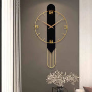 Horloge murale noire design nordique silencieuse pour chambre et salon - Décoration métal doré