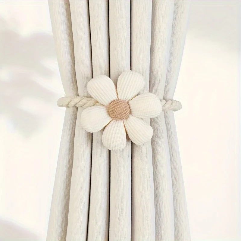 boucle rideau adhésive fleur relief tissu côtelé rustique moderne beige clair