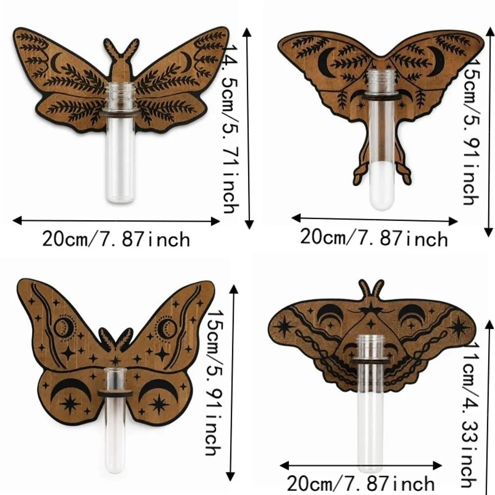 support mural boho chic plante papillon floral clips marron vert transparent