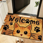 tapis d'entrée moderne chat welcome noir orange entrée extérieure résistant rides polyester