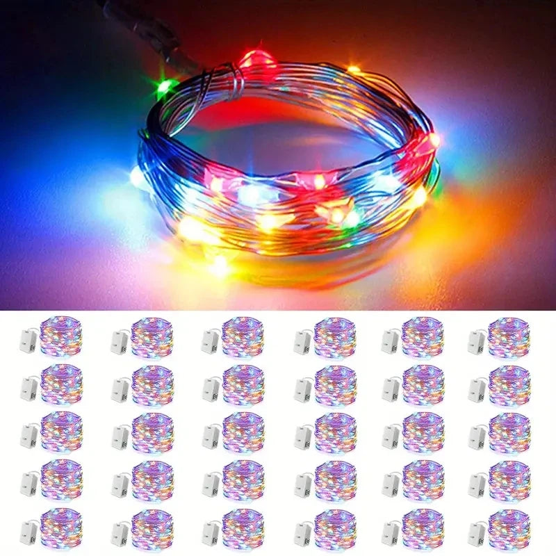 guirlande lumineuse fil cuivre led blanc chaud clips moderne étanche chambre vacances decoration