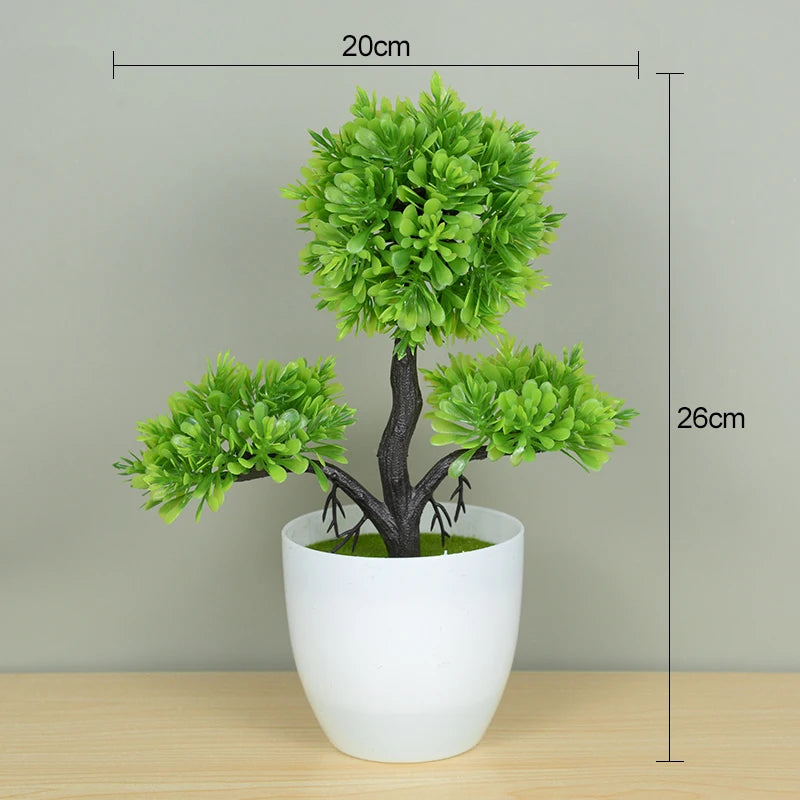 petit bonsaï artificiel plante pot blanc décoratif maison jardin fleurs roses vertes
