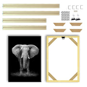 cadre photo diy bois moderne or noir blanc minimaliste fixations(canvas élephant)