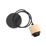base câble suspendu lampe bois texture moderne douille E27 noir brun foncé