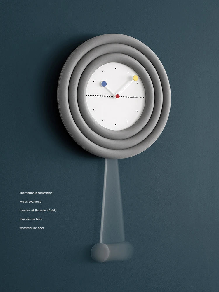 horloge murale moderne nordique aiguilles quartz bois concentrique bleu blanc