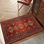 tapis rouge géométrique antidérapant durable maison living room