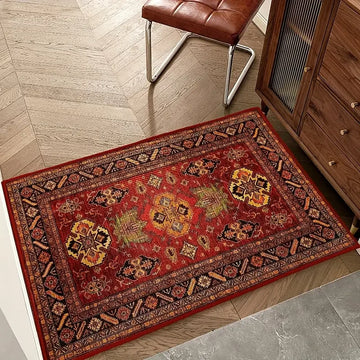 tapis rouge géométrique antidérapant durable maison living room