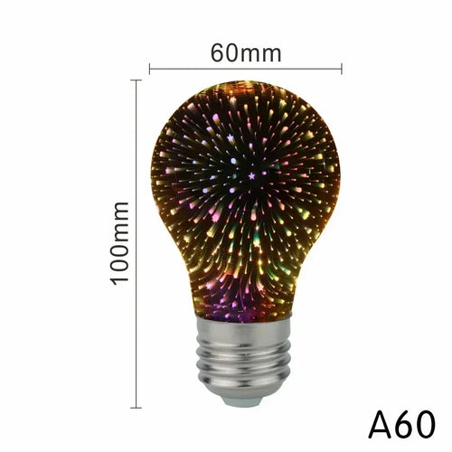 ampoule led décorative e27 effet feux d'artifice 3d multicolore vintage rétro noël