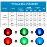 Diodes led rouges bleues vertes transparentes pré câblées 12V ronde modernes 20cm