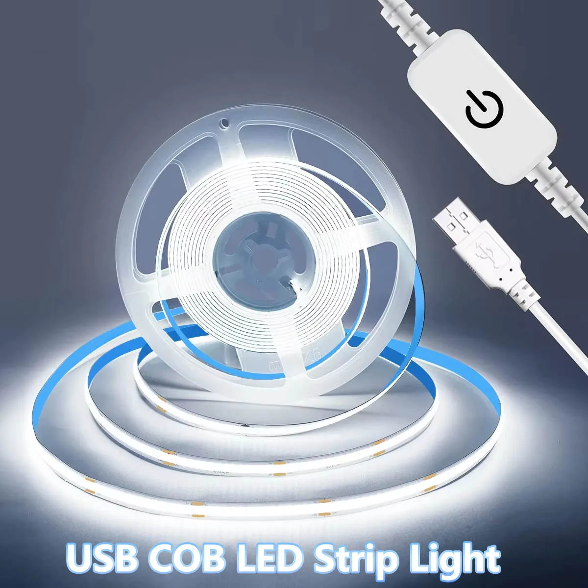 ruban led cob blanc adhésif commutateur tactile câble usb éclairage moderne intérieur chambre télévision