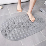tapis bain texturé motifs géométriques ovales modernes couleurs gris bleu blanc orange rose bien