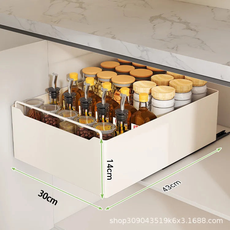 paniers rangement blancs acier inoxydable moderne adhésifs cuisine tiroirs armoires évier espaces étroits