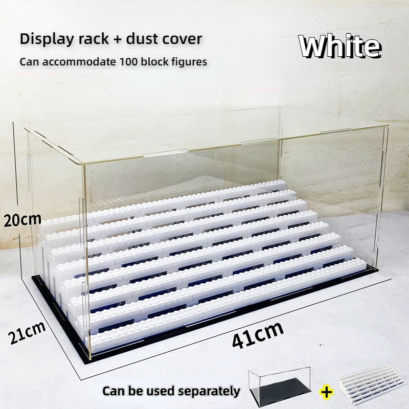 présentoir transparent moderne étages boîte rangement anti poussière noire blanche jouets