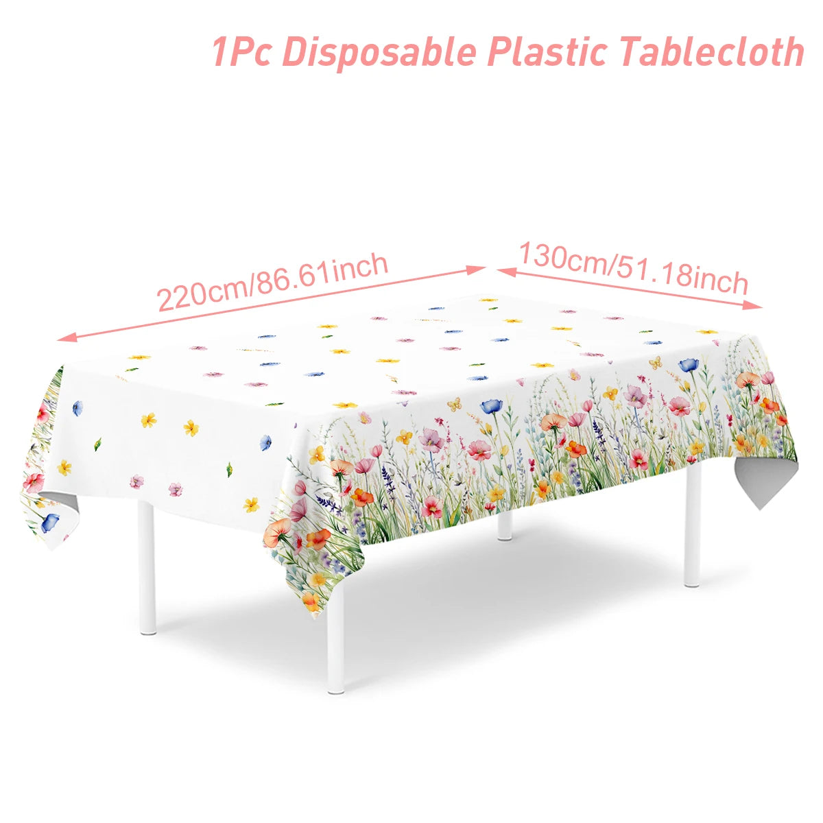 serviettes festives fleurs colorées assiettes verres nappe anniversaire décoration table pâques Blanc multicolore