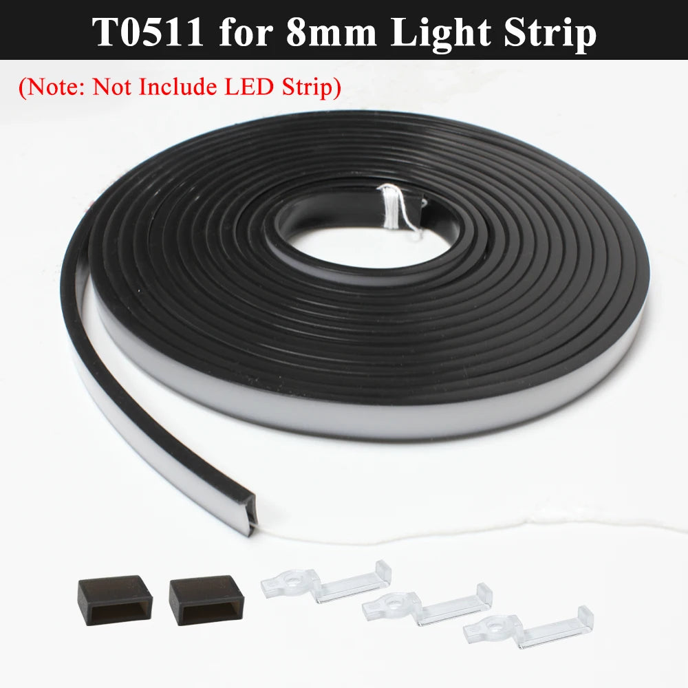 ruban led flexible noir mat moderne adhésif clips adhésifs noirs blancs silicone 5m 1m