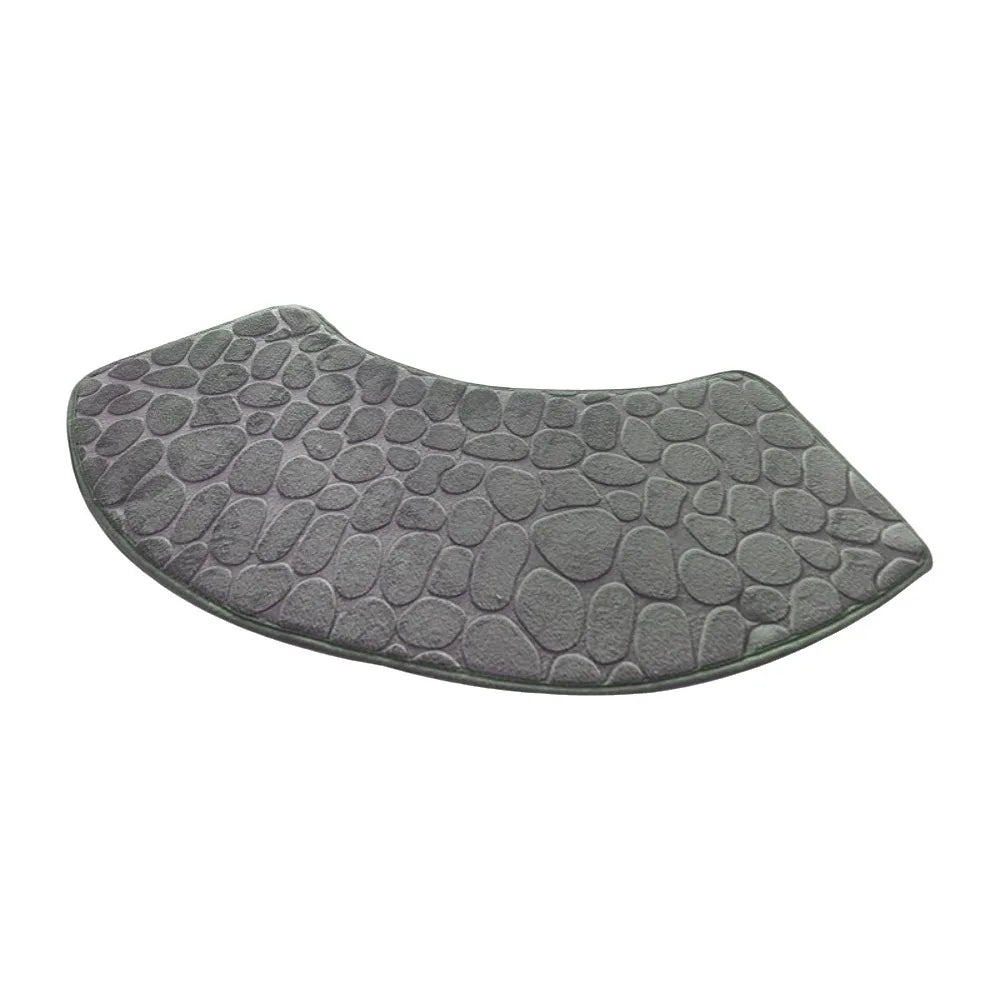 tapis bain antidérapant lavable motif cailloux gris beige bleu moderne