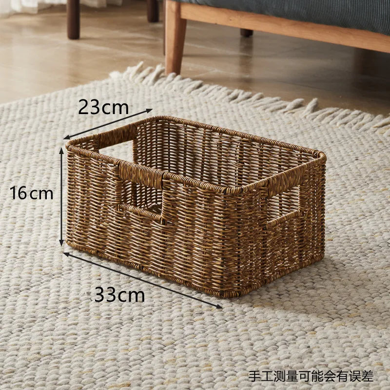 panier rangement rotin marron clair rustique salle bain salon