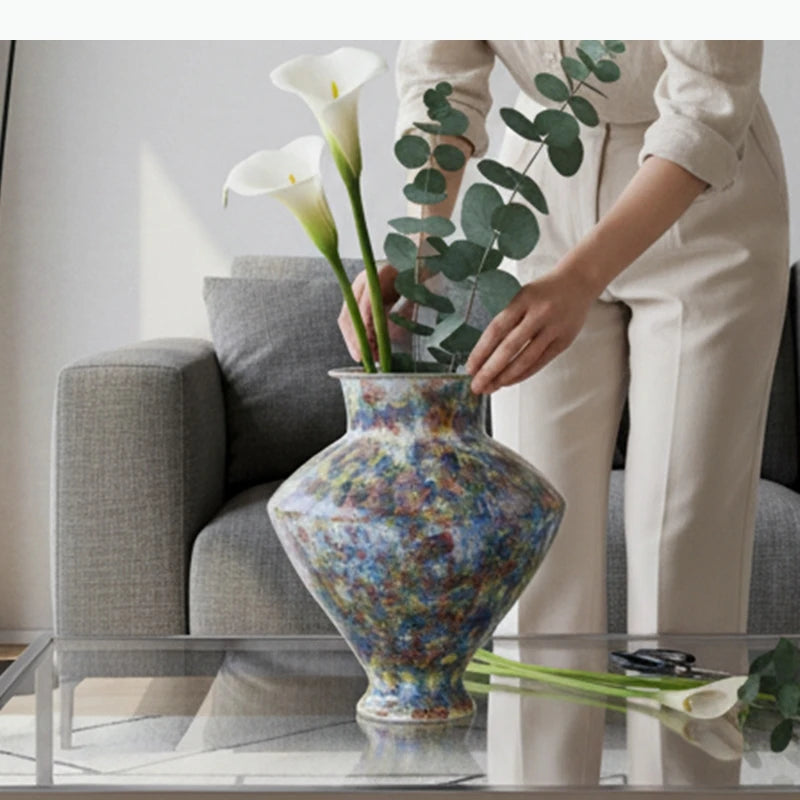 vase moderne abstract pattern hand painted decor flowers table arrangement multicolor decorative item