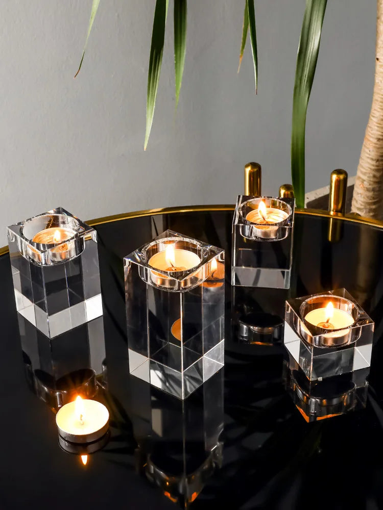 bougeoirs moderne transparents rectangulaires adhésifs chandelles bâtons décoration intérieure mariage 10cm 12cm 14cm 16cm