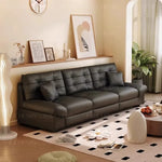 canapé d'angle moderne simili cuir noir confortable électrique tablette double verres adultes