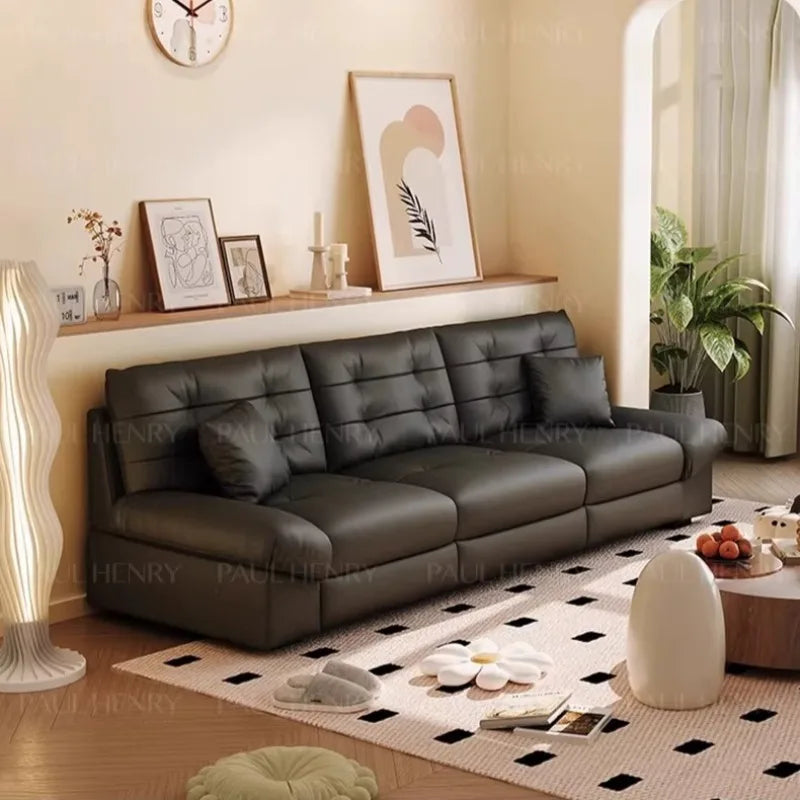 canapé d'angle moderne simili cuir noir confortable électrique tablette double verres adultes