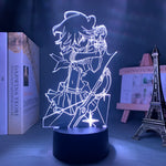 lampe led 3d personnage animé bleu blanc rouge base noire moderne contour linéaire