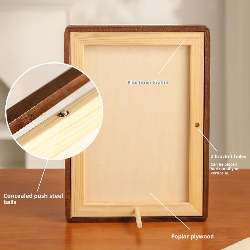cadre photo carré bois marron intérieur clair moderne table mur qualité decoration house