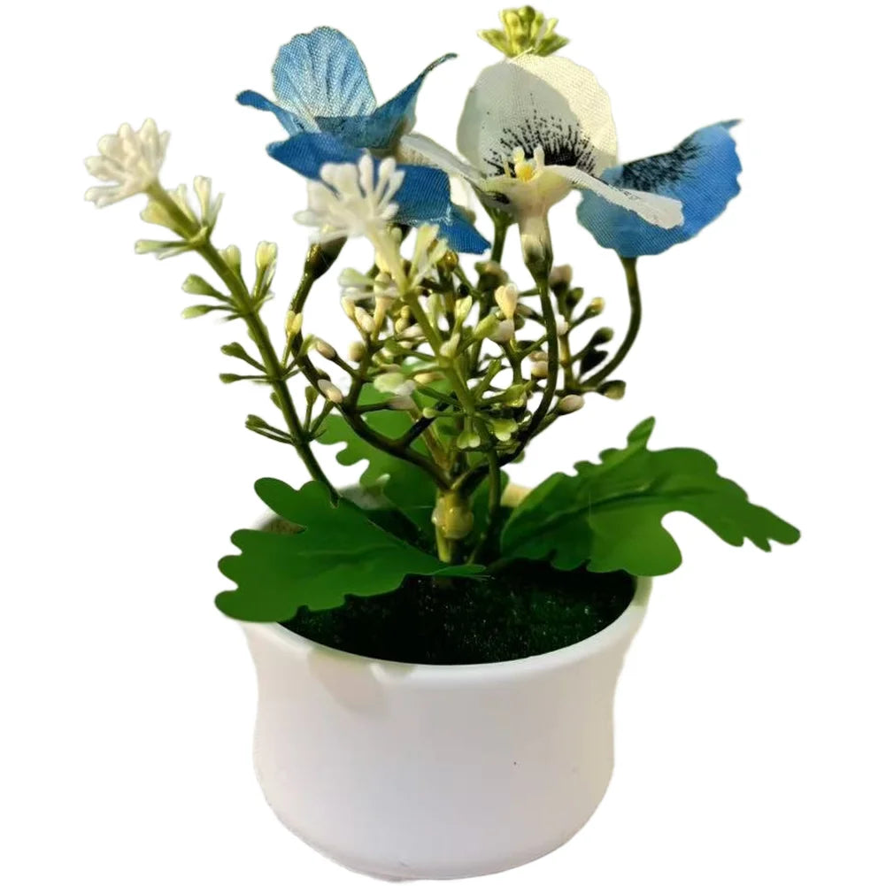 plantes artificielles fleurs feuilles moderne blanc rose violet jaune bleu pot décoration intérieureextérieur