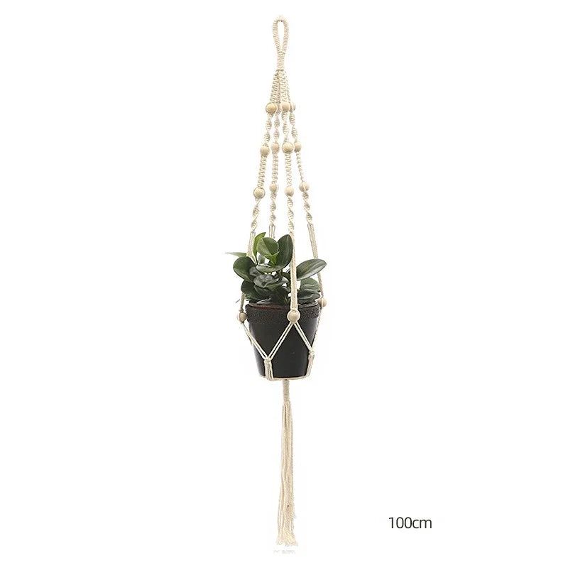 support plante suspendue macramé blanc cassé boho pot fleurs décoration balcon intérieur jardin