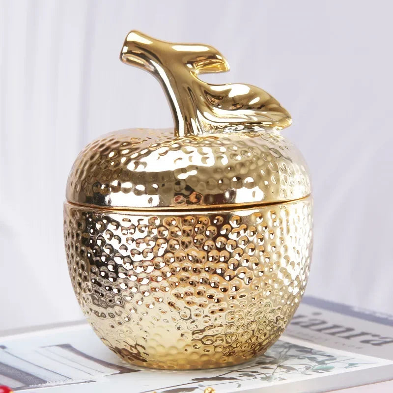 boîte bijoux fruit forme céramique or argent texture martelée moderne décoration rangement