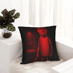 housse coussin décorative noire robot rouge moderne canapé salon tissu polyester carré