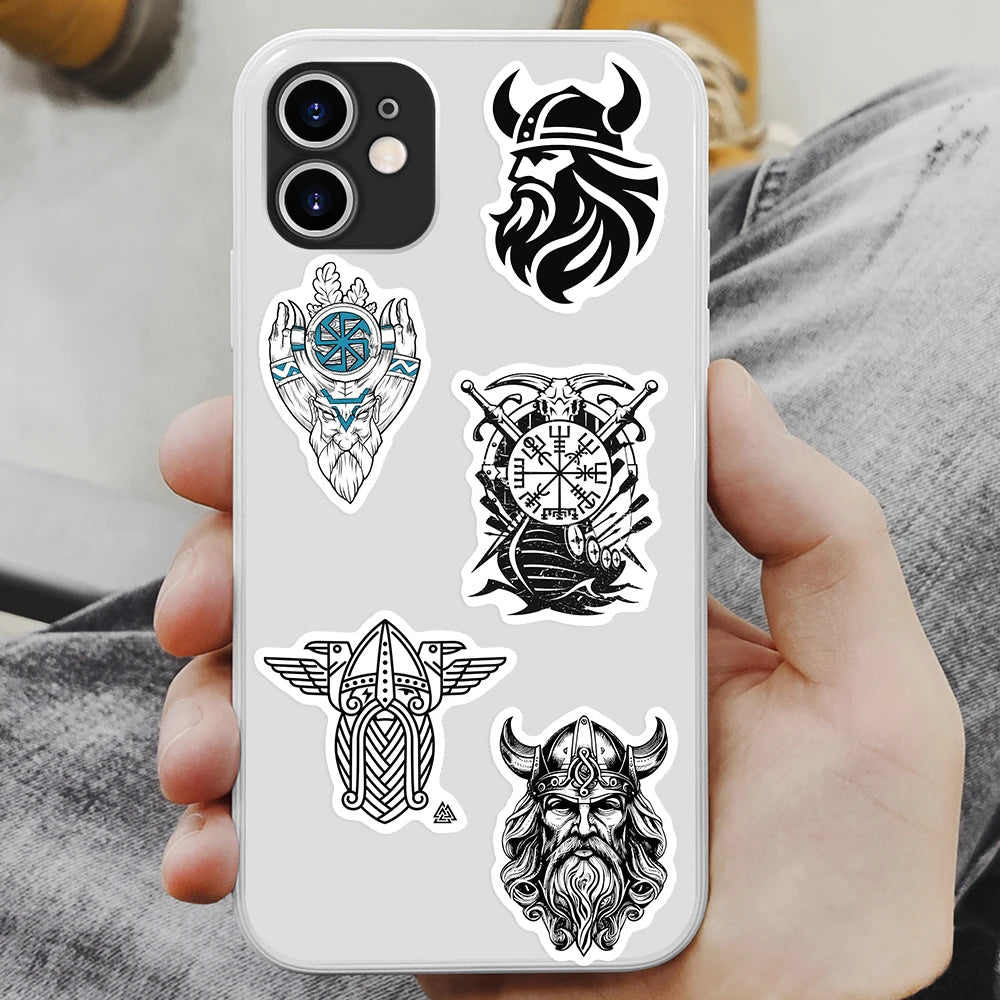 stickers viking graphiques adhésifs waterproof noir blanc gris décoration journal scrapbook portable étanche adultes