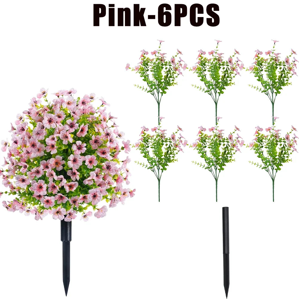 bouquets artificiels violet vert modernes decoration exterieure intérieure 35cm fleurs feuilles