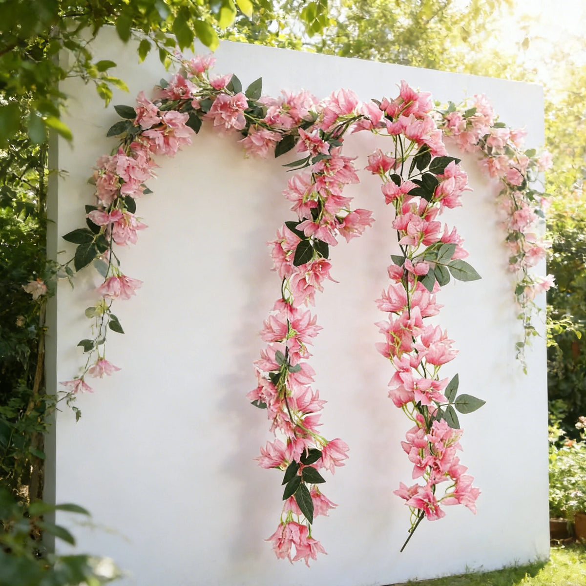 guirlande florale artificielle rose blanche verte mariage décoration romantique extérieur intérieur hortensia fleurs feuilles