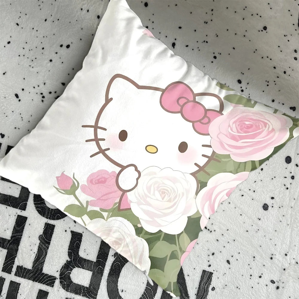 housse coussin carré hello kitty motif fleurs lapin ours coeurs chaussettes polyéstère decorative lit