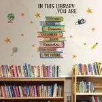 sticker mural décoration bibliothèque livres colorés adhésif durable enfant ludique