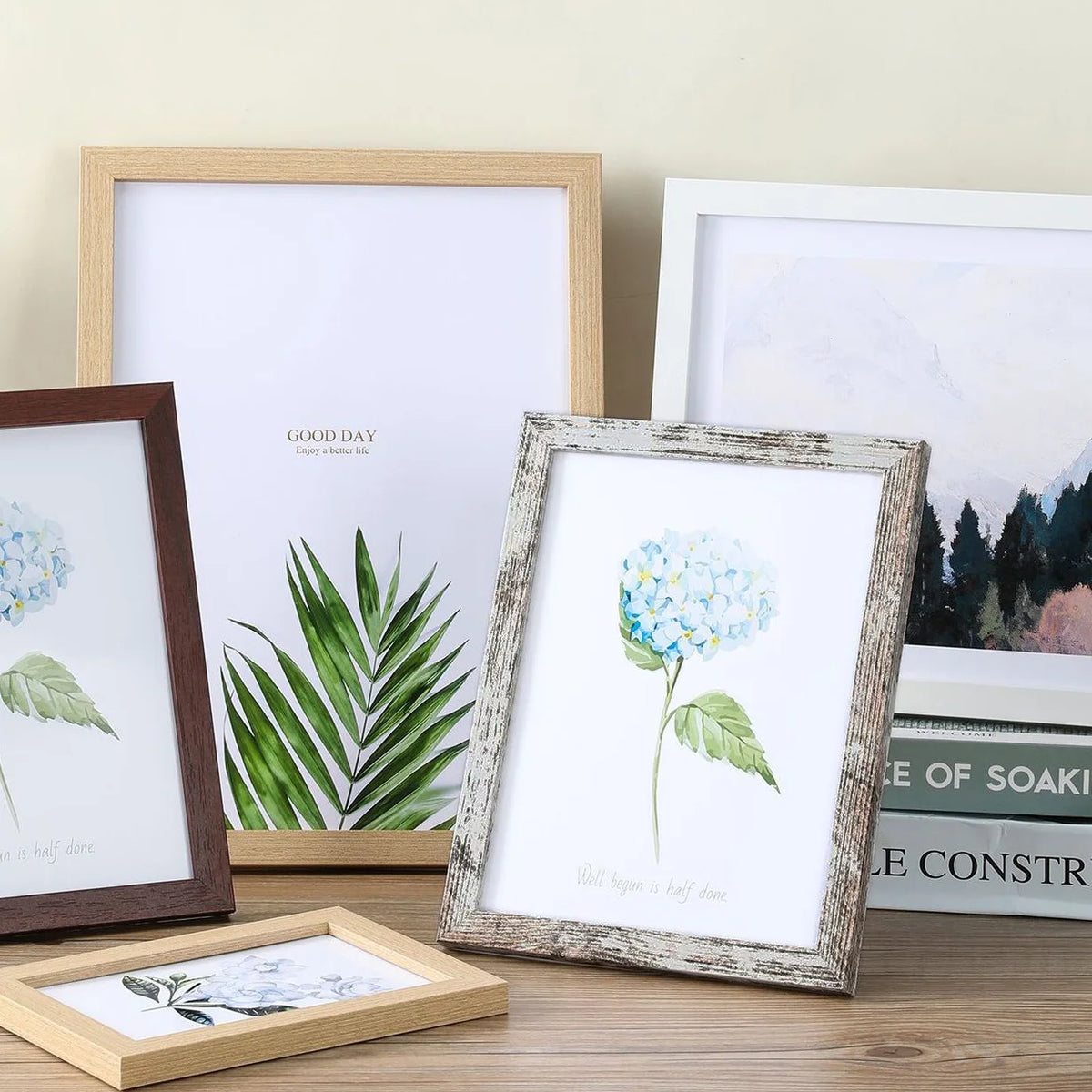 cadre photo bois naturel rustique moderne clips décoration murale maison cadeau