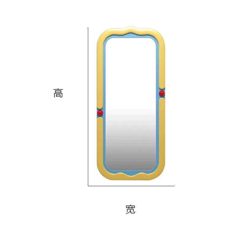 miroir moderne coloré jaune bleu rouge violet rond brillant yeillets