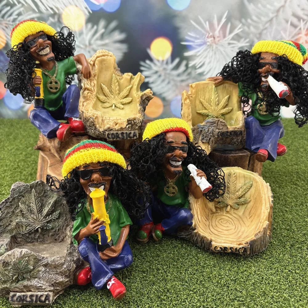 statues résine feuilles cannabis vert bleu rouge artisanal décor jamaïque rastafari corse souvenir