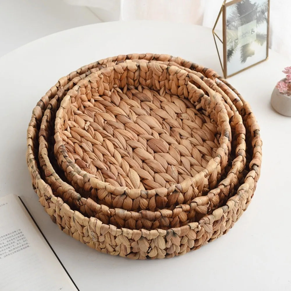 corbeille tissage feuilles naturel rustique panier rangement bois fruitier reutilisable diverse taille