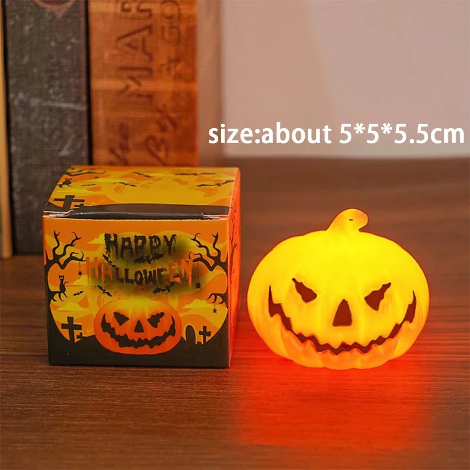 décoration halloween citrouille lumineuse bougie led visage orange effrayanteintérieur extérieur festive