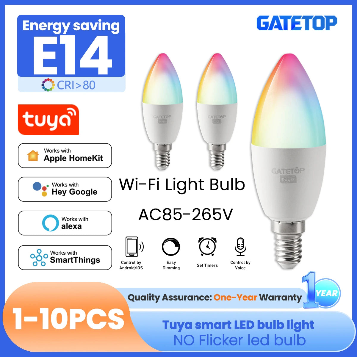 ampoule led intelligente e14 blanc multicolore effet flamme transparent moderne 2700k 6500k wifi alexa