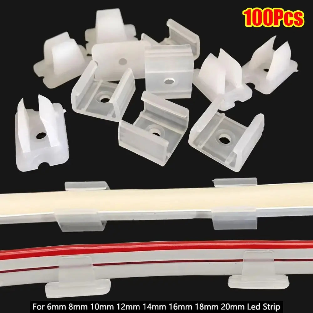 clips fixation ruban led transparent plat lisse pratique 6mm 8mm 10mm 12mm 14mm 16mm