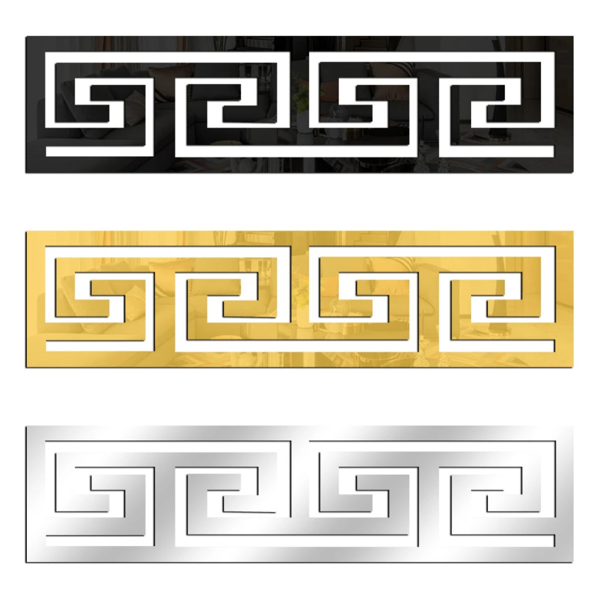 décoration murale adhésive miroir géométrique 12 pièces noir or argent modernes