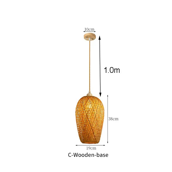 suspension lumineuse bambou tissé naturel moderne rustique 36cm 26cm 30cm echangible e27